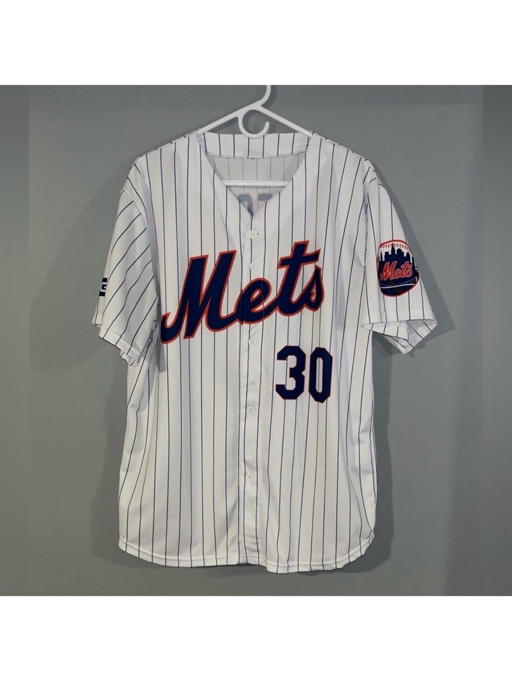 New York Mets #30 Michael Conforto White Pinstripe MLB Retro Baseball Jersey